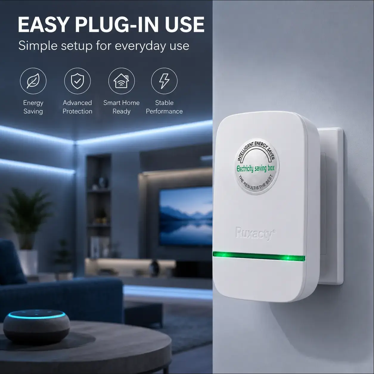 Smart Power Saver Plug, 2026 Electricity Saving Box Energy Saving Device with Voltage Stabilizer Surge Protector Overload Protection Compact Plug and Play for Home Office