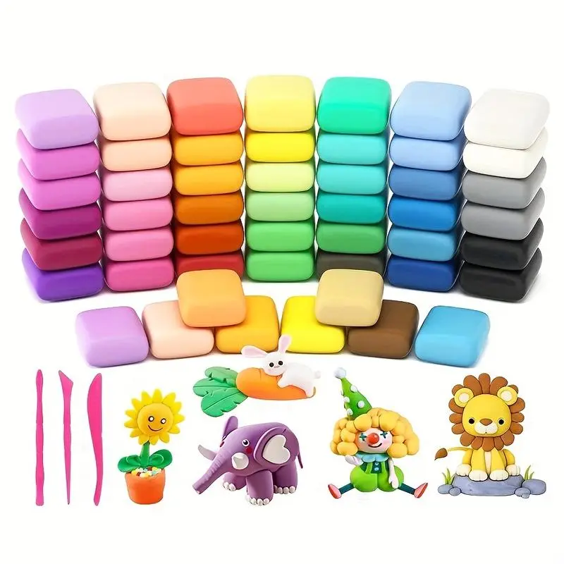Lightweight Colored Clay Set,  50colors, DIY Crafts,  Perfect For Christmas And Other Festive, Birthday And Holiday Gifts