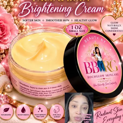 Beautybyrochglow 1 oz brightening Face and Body Cream sample very small size