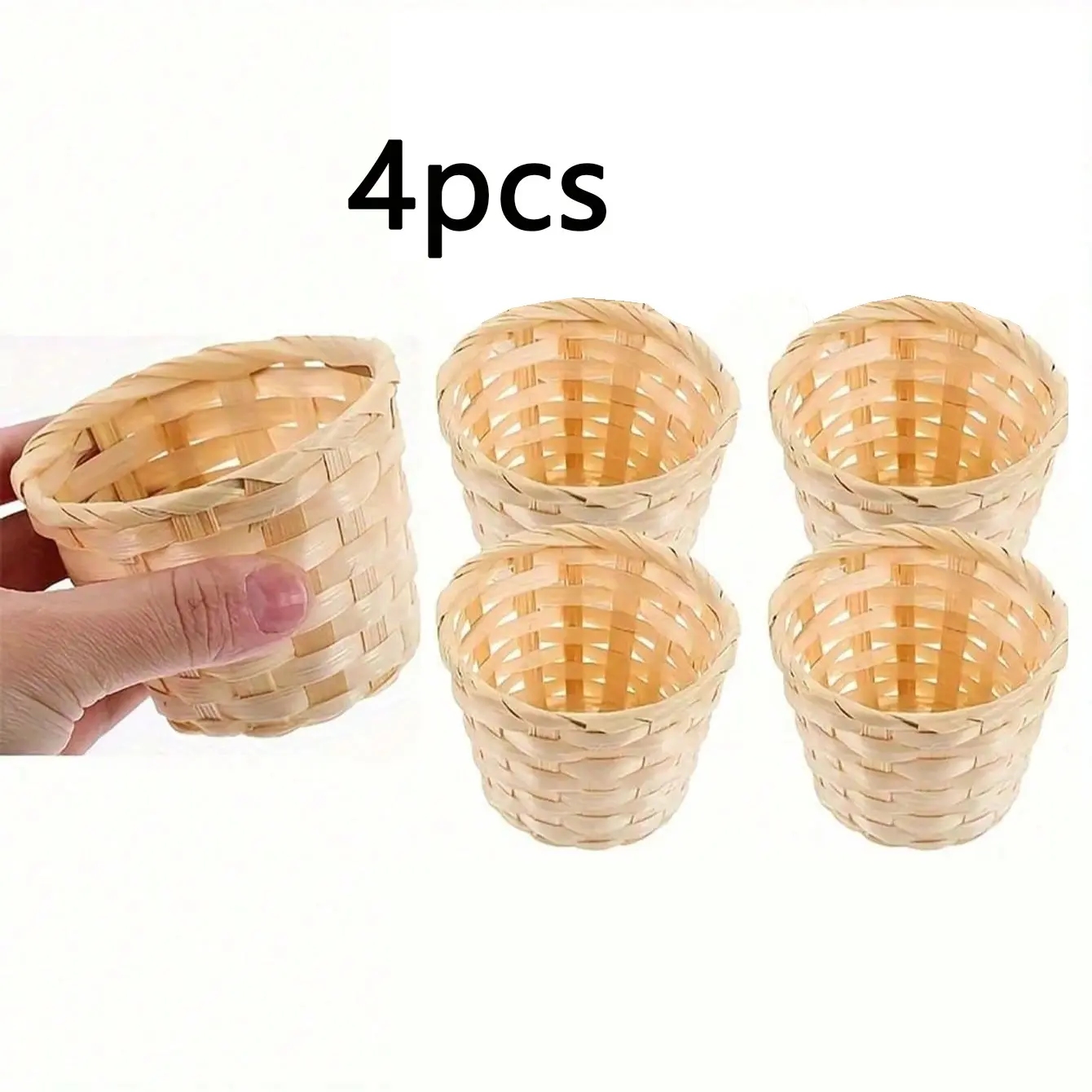 Mini Woven Bamboo Basket, Storage Baskets, Round Basket, Home Decor Room Storage Box, Desktop Organizer, Perfect for Family Dining, Party Gifts, Weddings, Christmas Decoration