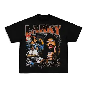 LARRY JUNE TEE Print Short Sleeve T-Shirt Menswear Stylish Top Underwear Man Streetwear Tshirt Shortsleeve Crewneck Tropical