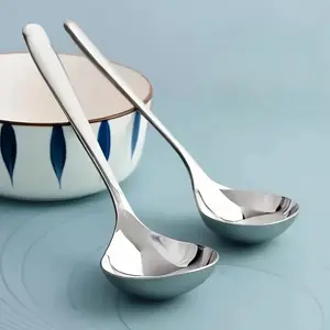 1Pc Kitchenware Stainless Steel Large Head Spoon Adult Drinking Soup Thickened Long Handle Household Kitchen Seasoning Drinking Porridge Hot Pot Special Large Serving Soup Long Handle Spoon Large Mouth Dry Rice Spoon for Restaurant