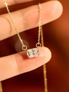Elegant Artificial Zircon Decor Pendant Chain Necklace for Women, Sparkling CZ Necklace, Cubic Zirconia Necklaces, Fashion Jewelry for Party, Daily Clothing Decor, Trendy All-match & Exquisite Jewelry for Birthday Gift