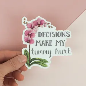 Tummy Ache Sticker Purple Orchid Sticker Funny Floral Sticker Decisions Sticker