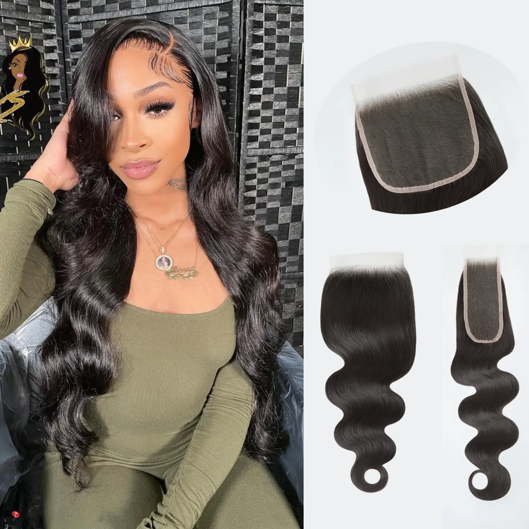 LUCKSTAR #Summervibes 2x6 5x5 Transparent Lace Closure Invisible Real Lace Pre-Bleached Knots Body Wave Vietnamese Human Hair Closure Natural Black Color