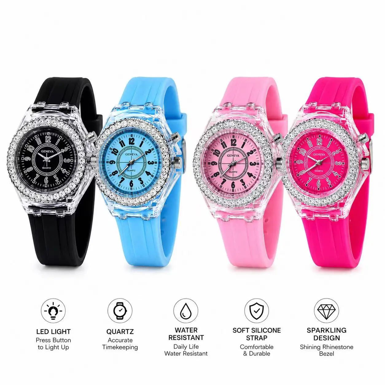 Unisex Casual Quartz Analog Wrist Watch - LED Luminous, Funky Colorful Light Analog Wristwatches for Party, Thanksgiving, Anniversary Fashion Accessories, Anniversaries, Rhinestones, Valentines Day, Graduation, Pu