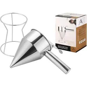 40OZ/1200ML Stainless Steel Pancake Batter Dispenser, Piston Funnel Dispenser with Stand Detachable Handle for Takoyaki Baking Cake Desserts (1200ML/40OZ)
