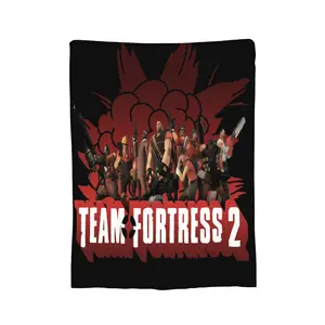 Team Fortress 2 Game Themed Flannel Blanket Ultra Soft Cozy All Season Throw Vibrant Character Design TF2 Merchandise for Sofa Chair Bed Camping Travel Gift Idea