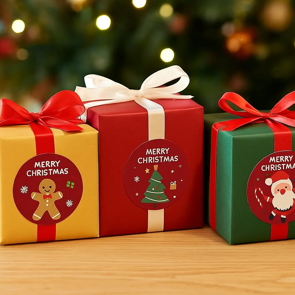 500pcs Christmas Stickers Roll, Cartoon Santa Claus Snowman Snowflake Designs, Easy Peel & Stick, Self Adhesive Wrap, Perfect for Gift Wrapping Holiday Decorations, Christmas gifts and decorations