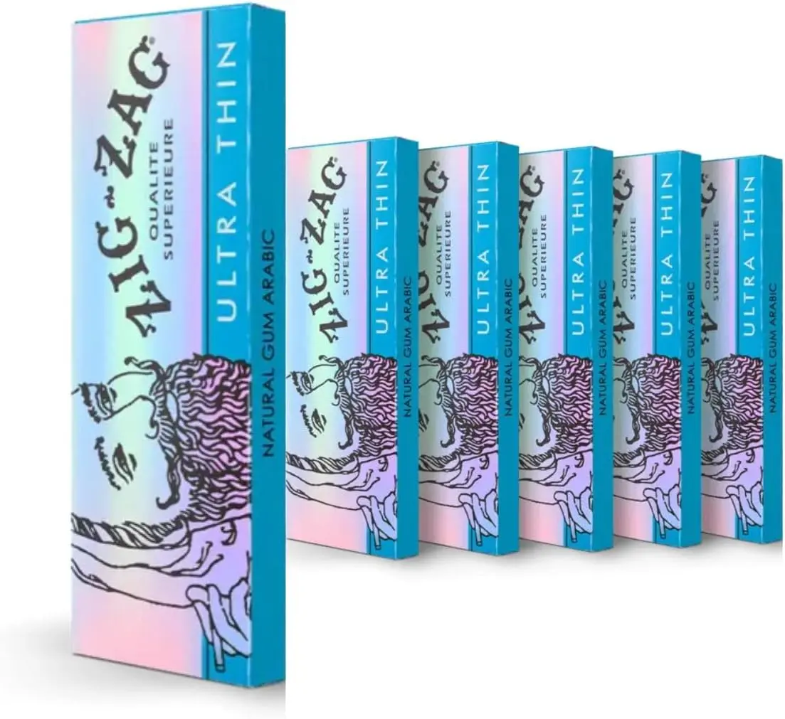 ZIG-ZAG Rolling Papers 1 ¼ Ultra-Thin (6 Booklets) - 32 Sheets Each - Slow Burning Rolling Papers