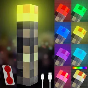 Light-up Wall Torch Lamp, 7-Color Night Light, Rechargeable Night Lamp, Hand Held & Wall Mountable Table Light, Costume Cosplay Nightstand Lamp for Room Decor for Boys, Lighting Modes Adjustable