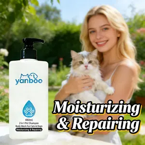 Yanboo Professional Pet Grooming Moisturizing Repair Bath Gel, 2-In-1 Shampoo, Cat Dog Universal, Large Bottle, Gentle Clean Nourish Fur