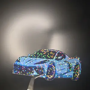 Corvette Car Sticker - Holographic Design 3x2.5 Inches Waterproof for Cars Laptops & Smooth Surfaces