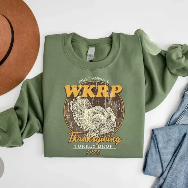 WKRP Turkey Drop 1978 Sweatshirt, Thanksgiving Day Turkey Drop, WKRP in Cincinnati, Thankful Shirt, Womenswear