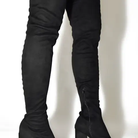 Wild Diva JUDITH-05 Faux Suede Over The Knee Thigh High Pointy Toe Chunky Block Fashion Boots Women's Knee Girl Walking Shoes
