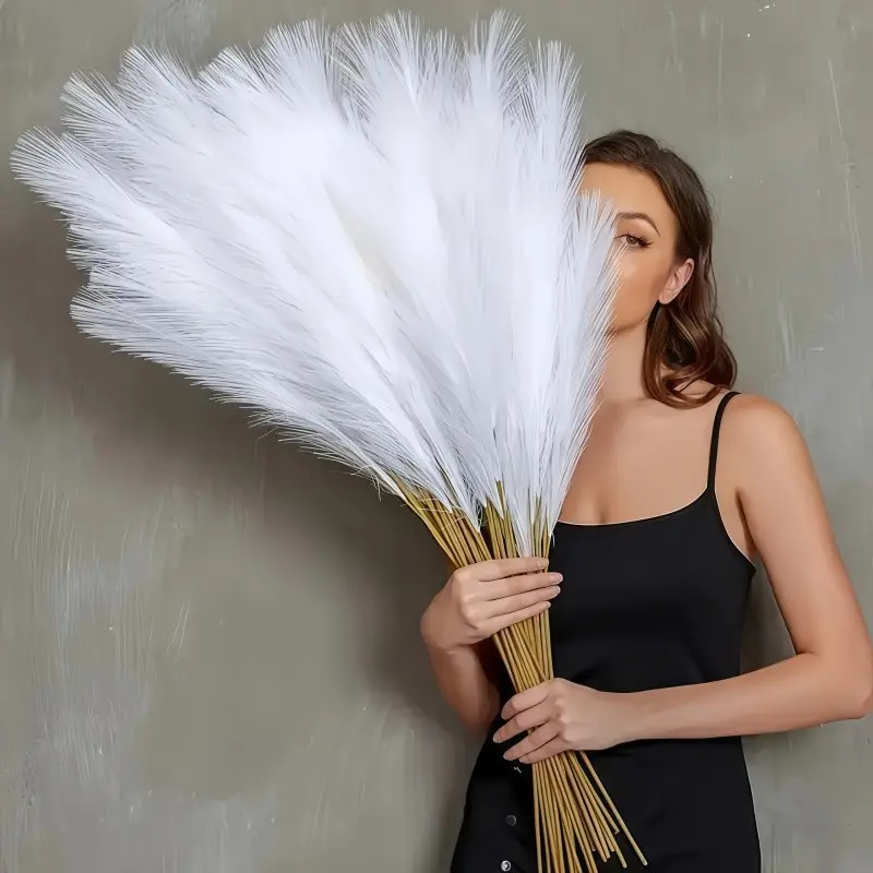 22 Pieces Artificial Pampas Grass Fake Reeds Artificial Flower Plastic Faux Flowers Artificial Flower Decorations Home Wedding Decoration DIY Bouquet Wreath Accessories Floral Decoration for Valentine's Day Mother's Day