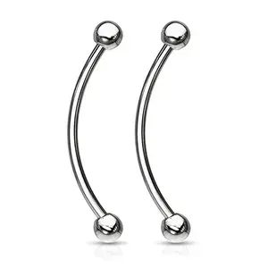 Surgical Steel Curved Barbell Tongue Ring 16 Gauge Snake Eye - Pair