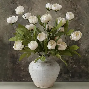 Artificial Peonies Stems Flowers Vintage Faux Peonies Stems Real Look Fake Peony Branches for Vase, 1/6Pcs, Filler DIY Bouquet Weeding Registry Centerpieces Bridal Shower Gifts Home Decor