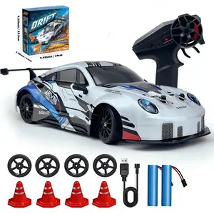 1:24 Scale Durable 2.4GHz 4WD RC Drift Car - Remote Control Car with LED Lights, 2 Batteries, Realistic Look, Indoor & Outdoor Toy for Ages 6+, Easter/Children’s Day Gift