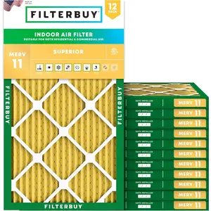 Filterbuy 16x25x1 Air Filter (12-Pack), Pleated MERV 11 Allergen Defense HVAC AC Furnace Air Filters (Actual Size: 15.50 x 24.50 x 0.75 Inches)