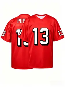 San Francisco Purdy 13 Red V‑Neck Football Jersey, Breathable Quick Dry Sports Tee with Bold Black‑White Number & Name Print, Classic Oversized Casual Fit for Fans, Football Supporters, Sports Collectors & Streetwear Enthusiasts
