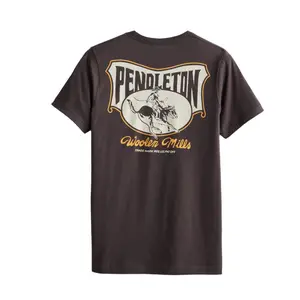 Pendleton Men's Heritage Classic Fitted 100% Cotton Rodeo Theme Short-Sleeve Round Neck Tee - Brown/Cream Casual Streetwear Top, Vintage Summer Menswear RG814-74547