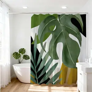 1pc Leafy Green Shower Curtain, Bathroom Accessory - Elevate Bathroom Decor with Modern Patterns & Refreshing Colors - Ideal for Home Makeover - Brighten Space with Stylish Design