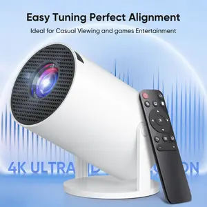 Mini Projector  HY300 PRO Portable Projector  4K Support  Bluetooth 5.2 Wi-Fi 6 5G Android 11 180° Rotatable Automatic Horizontal Keystone Correction And Four-Point Correction 35"-130" Screen  For Casual Viewing and Games Entertainment