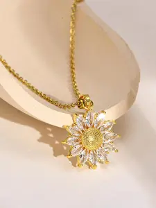 Sunflower Design Pendant Necklace for Women & Girls, Fashion Jewelry for Party, Daily Clothing Decor, Trendy All-match & Exquisite Jewelry for Birthday Gift