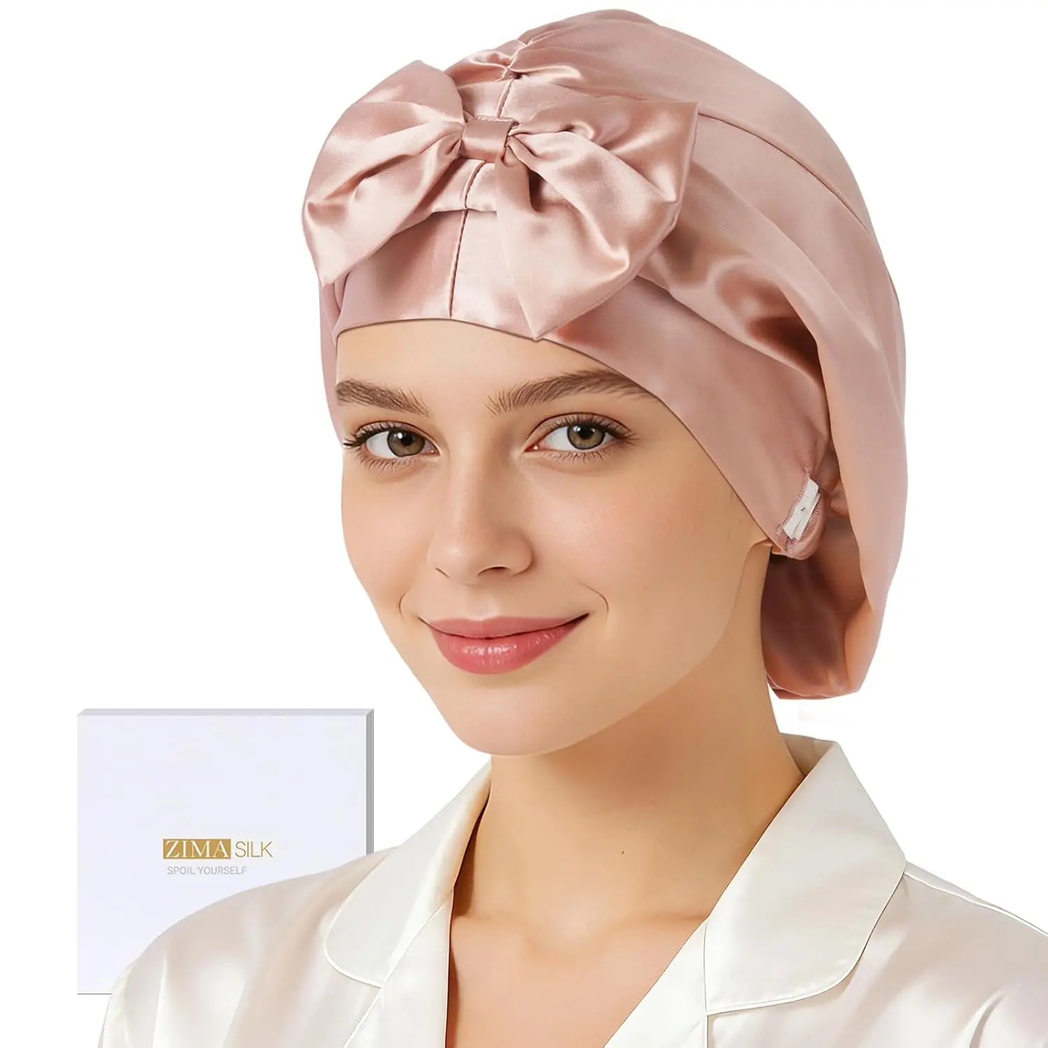 ZIMASILK 22 Momme Adjustable 100% Pure Mulberry Silk Bonnet for Sleeping Women, Double-Layered Silk Hair Bonnet for Anti-Frizz & Hair Protection – Reduces Slipping