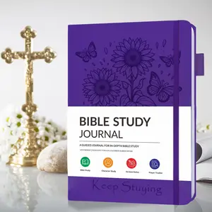 Bible Study Journal - Prayer Journal for Woman Church Notes Notebook – Sermon/Scripture/Bible Notebooks for Note Taking,Christian Gifts for Graduation, Baptism & Church，Sunflower Embossed Design