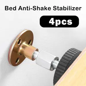 4 Counts Adjustable Threaded Bed Frame Fixer, Anti-Shake Headboard Wall Clamps, Headboard Support Kit, Effortless Mounting