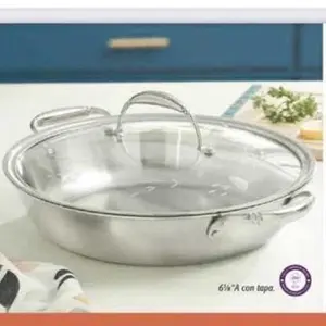 Sartén de 14” de acero inoxidable Tri-ply Princess House