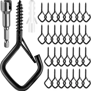 30 Safety Screw Hooks for Hanging Heavy Objects, Durable Metal Ceiling Hooks, Plant Cups, Wind Chimes, Bird Feeder, Outdoor String Lights