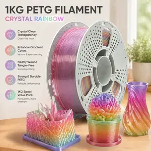 Cryddle Gradient PETG 3D Printer Filament 1kg(2.20lbs) 1.75mm, Color-Shifting Multi-Color Filament for Figurines & DIY Crafts printing smooth fdm