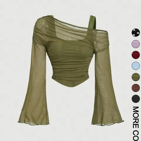 【Black Friday】Women's Asymmetrical One-Shoulder Slim-Fit Long-Sleeve Top, Comfortable Fall Casual Top, Stylish Ladies' Clothing for Daily Wear #GLOBAL PICKS