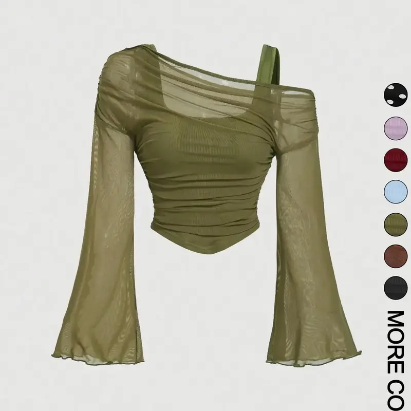 【Black Friday】Women's Asymmetrical One-Shoulder Slim-Fit Long-Sleeve Top, Comfortable Fall Casual Top, Stylish Ladies' Clothing for Daily Wear #GLOBAL PICKS
