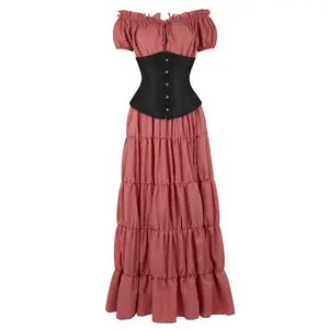 2PC Vintage Renaissance-style dress with corset and tiered skirt PARLSDY perfect for cosplay historical reenactments balls or special occasions Embrace timeless elegance 6531+7055-ZC1