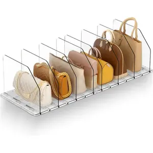 Adjustable Clear Acrylic Purse Organizer for Closet Handbag Storage Holder Shelf Divider for Home Organization, Suitable for Bedroom Living Room