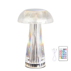 Acrylic Mushroom Lamps with Remote Control - Clear Transparent Modern Desk Lamps for Living Room - 15W Bulb, E12 Socket flower diamond crystal led light bulb