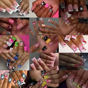 360pcs Y2K Almond Shape Nail Art Set, 15 Mixed Macaron Colors, Acrylic False Nails, DIY Daily Use for Women and Girls