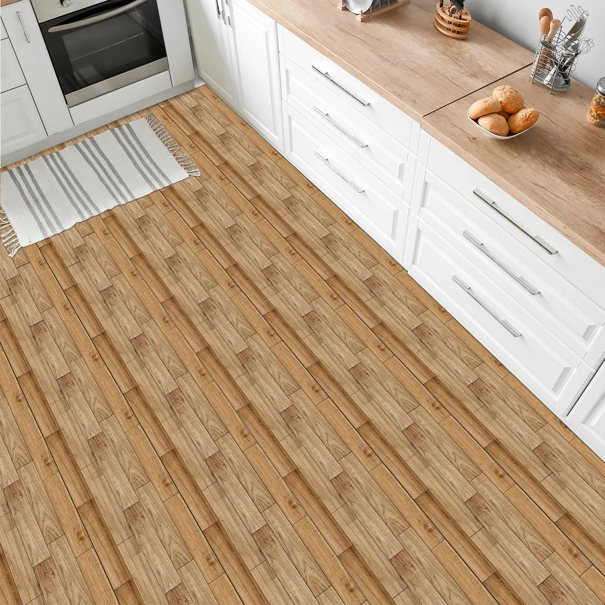 Self-Adhesive Vinyl Floor Tiles 10pcs, 20x20 Cm, Easy Peel & Stick Design, Durable Self-Stick Flooring for Bathroom Kitchen Bedroom Living Room Decor