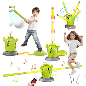 4-in-1 Remote Control Cactus Toy Set - Musical Bouncing Game with Ring Toss, Baseball, and Rocket Launcher, Perfect for Thanksgiving Family Fun, Active Play Indoors and Outdoors for Ages 3 and Up