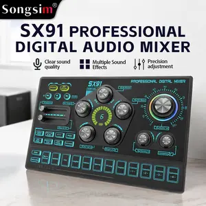 Songsim-SX91 sound card/ audio console supports Bluetooth connectivity, EQ adjustment, OTG lossless transmission, voice changer, compatible with multiple audio interfaces, suitable for TikTok live streaming, audio recording, and podcast production.