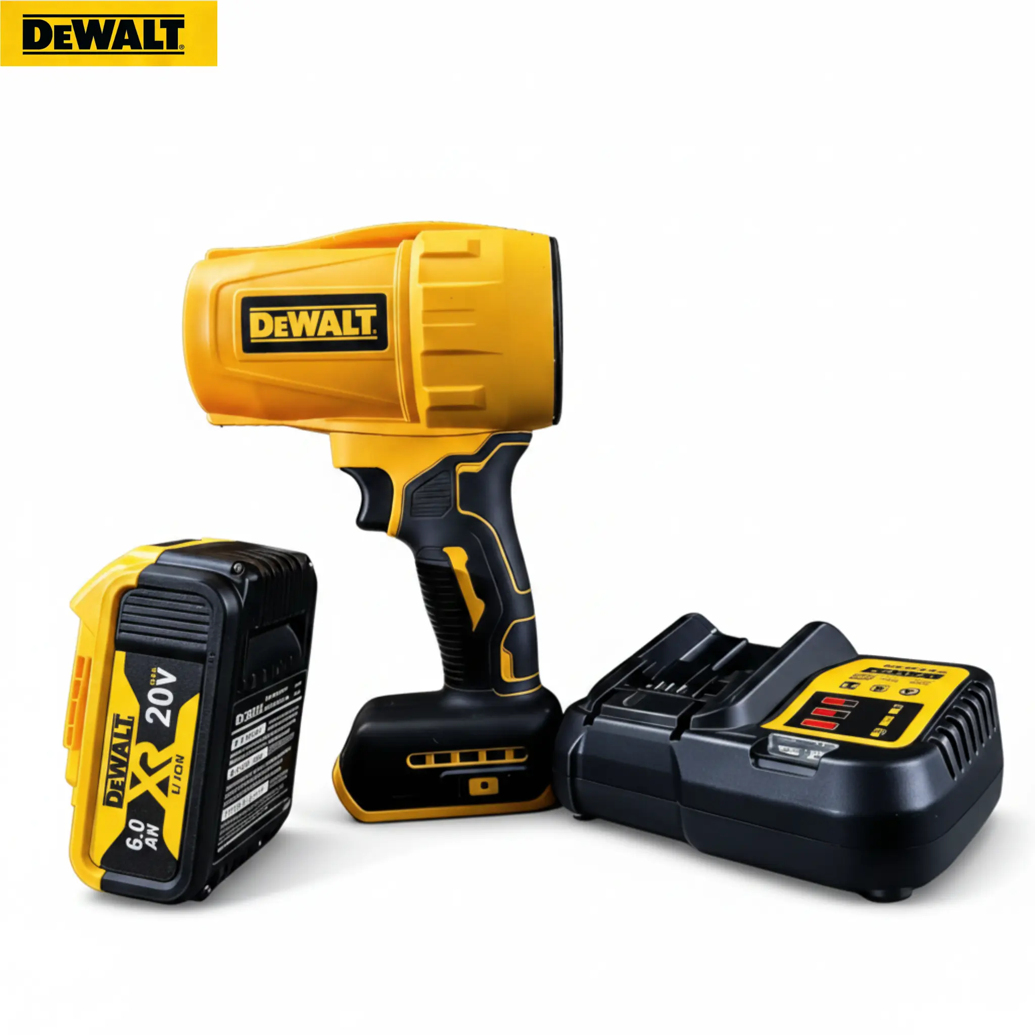 DEWALT Cordless Handheld Air Blower - Bare Tool or Full Kit Option with 6.0Ah XR Battery Pack and Fast Charger metal durable on equipment toolkit socket set cooler theme grid pan decoder small