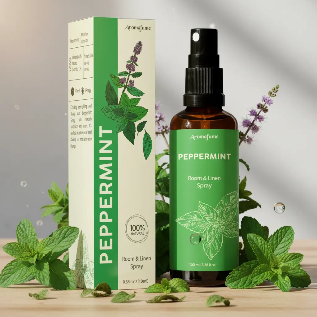 Peppermint Room, Linen & Pillow Spray by Aromafume | 100ml/3.38 fl oz | with Pure Peppermint Essential Oil | Aromatherapy Spray for Relaxation, Sleep & Stress Relief | Mist for Bedding, Fabrics