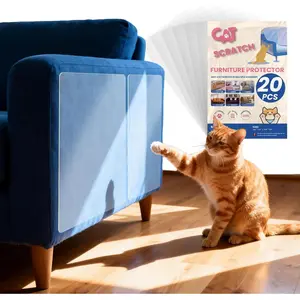 20 count  Scratch Furniture Protector, Couch Protectors Tape from Cats Claws , Single Sided Clear Sticky Sheets Proof Clawing Sofa Corner Protection Cover Anti Scratch for Furniture