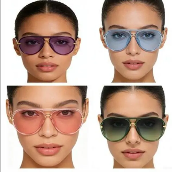 2026 Trendy Oversized Aviator UV400 Sunglasses for Women, Womens Sunglasses with 7 Color Options - Vintage Neon Green, Black, Pink, Blue, Red, Brown, Glasses For Women