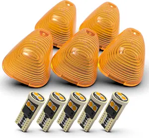 Amber Cab Marker Light Lens With Amber Led Bulbs Compatible for Ford 1999-2016 F150 F250 F350 F450 F550 Super Duty Pickup Trucks