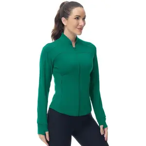 Women's Gym Zip Up Jackets Lightweight Athletic Running Jackets For Women Cropped Sports Tops With Thumb Holes